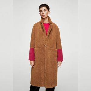 Mango ||  Oversized Color-block Teddy Coat